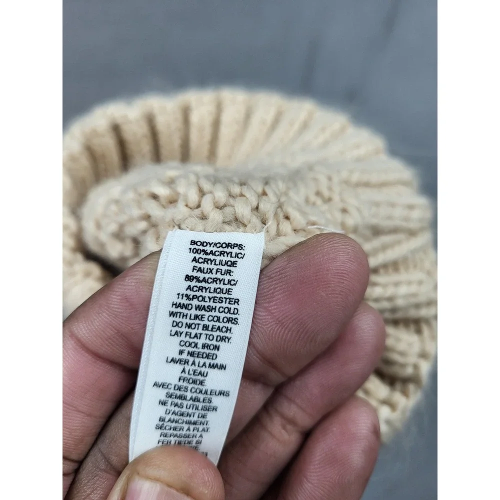 Bp Knit Beanie Kids One Size Brown Lightweight Outdoor Skull Cap Hat Pom‎ Pom